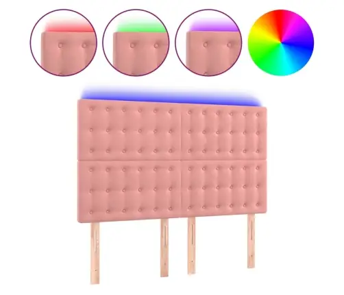 Led-Voodipeats, Roosa, 144X5X118/128 cm Samet