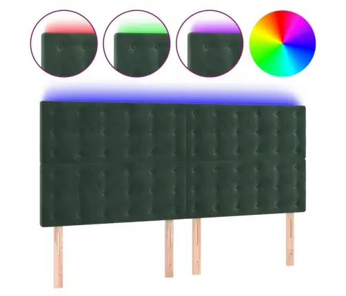 Gultas Galvgalis Ar Led, 160X5X118/128 Cm, Tumši Zaļš Samts Vidaxl