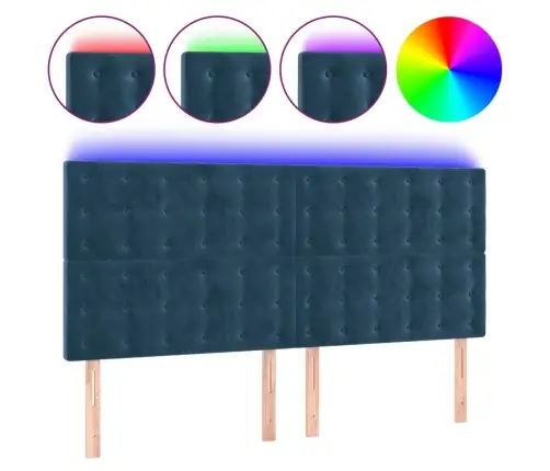 Gultas Galvgalis Ar Led, 160X5X118/128 Cm, Tumši Zils Samts Vidaxl