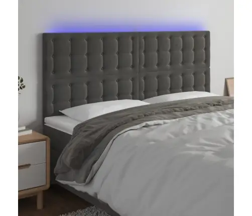 Gultas Galvgalis Ar Led, 180X5X118/128 Cm, Tumši Pelēks Samts Vidaxl