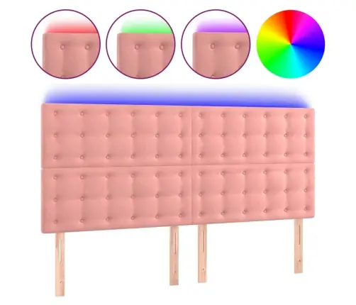 Galvūgalis Su Led, Rožinės Spalvos, 180X5X118/128cm Aksomas Galvūgalis Su Led, Rožinės Spalvos, 180X5X118/128cm Aksomas