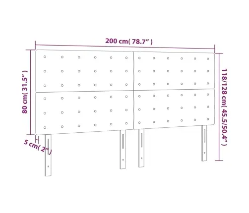 Led-Voodipeats, Tumehall, 200X5X118/128 cm Samet