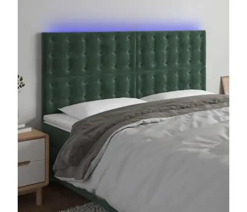 Gultas Galvgalis Ar Led, 200X5X118/128 Cm, Tumši Zaļš Samts Vidaxl