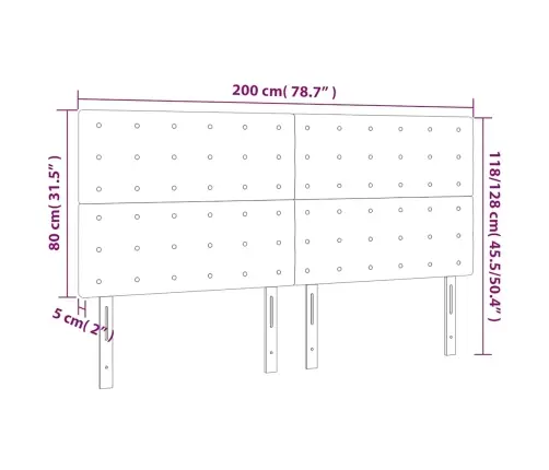 Gultas Galvgalis Ar Led, 200X5X118/128 Cm, Tumši Zils Samts Vidaxl