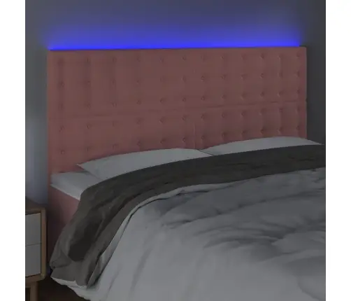 Gultas Galvgalis Ar Led, 200X5X118/128 Cm, Rozā Samts Vidaxl
