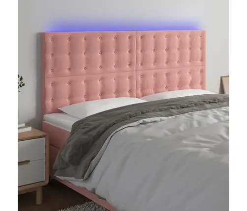 Gultas Galvgalis Ar Led, 200X5X118/128 Cm, Rozā Samts Vidaxl