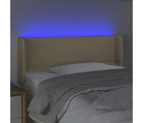 Gultas Galvgalis Ar Led, 83X16X78/88 Cm, Krēmkrāsas Audums Vidaxl