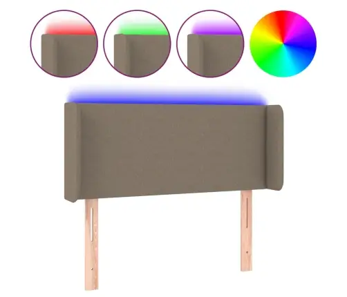 Gultas Galvgalis Ar Led, 93X16X78/88 Cm, Pelēkbrūns Audums Vidaxl