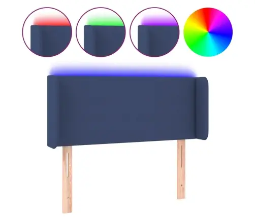 Gultas Galvgalis Ar Led, 93X16X78/88 Cm, Zils Audums Vidaxl