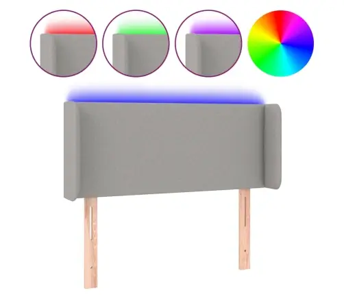 Gultas Galvgalis Ar Led, 103X16X78/88 Cm, Gaiši Pelēks Audums Vidaxl