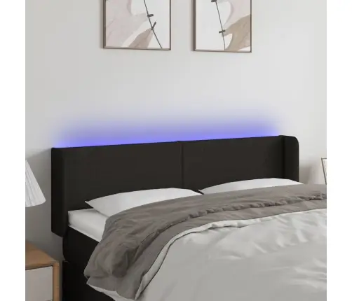 Galvūgalis Su Led, Juodos Spalvos, 147X16X78/88cm Audinys Galvūgalis Su Led, Juodos Spalvos, 147X16X78/88cm Audinys