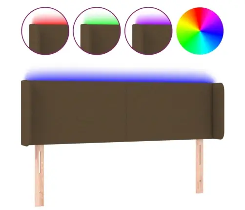 Gultas Galvgalis Ar Led, 147X16X78/88 Cm, Tumši Brūns Audums Vidaxl