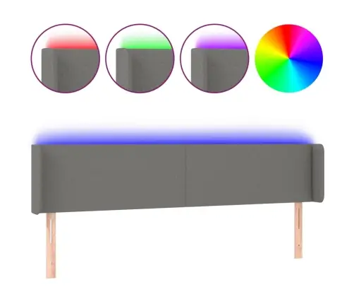 Gultas Galvgalis Ar Led, 163X16X78/88 Cm, Tumši Pelēks Audums Vidaxl