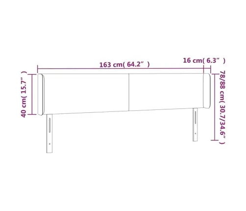 Gultas Galvgalis Ar Led, 163X16X78/88 Cm, Tumši Brūns Audums Vidaxl
