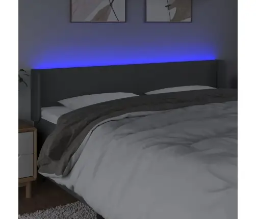 Gultas Galvgalis Ar Led, 183X16X78/88 Cm, Tumši Pelēks Audums Vidaxl