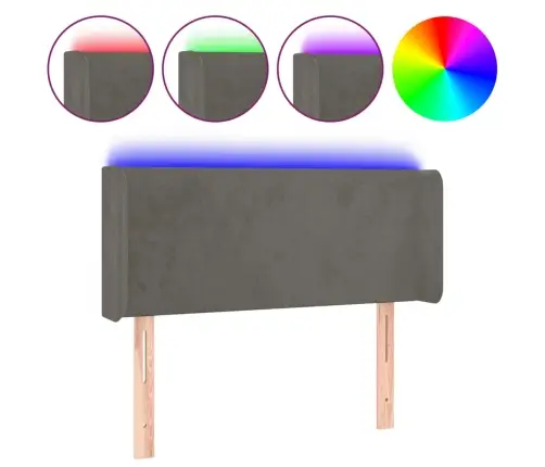 Gultas Galvgalis Ar Led, 83X16X78/88 Cm, Tumši Pelēks Samts Vidaxl