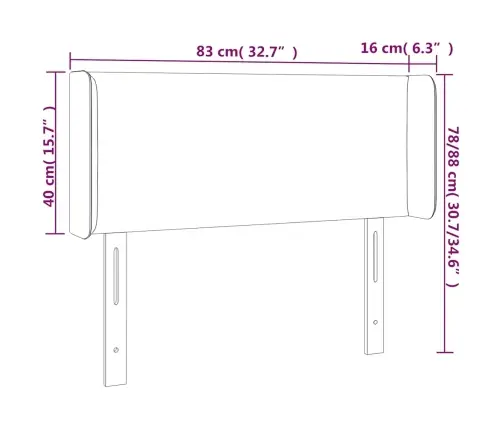 Gultas Galvgalis Ar Led, 83X16X78/88 Cm, Tumši Zils Samts Vidaxl