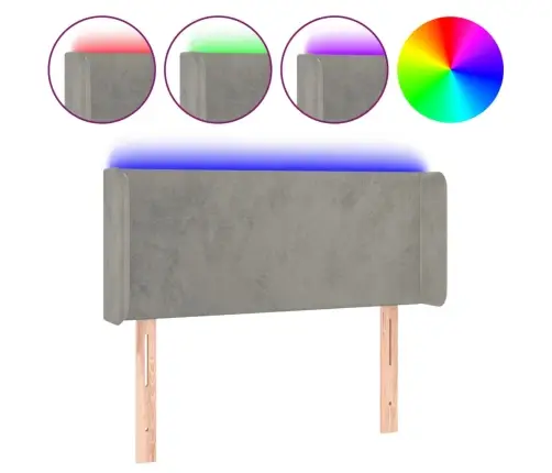 Gultas Galvgalis Ar Led, 93X16X78/88 Cm, Gaiši Pelēks Samts Vidaxl