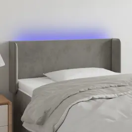 Gultas Galvgalis Ar Led, 93X16X78/88 Cm, Gaiši Pelēks Samts Vidaxl