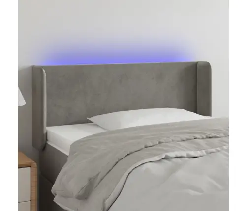 Gultas Galvgalis Ar Led, 93X16X78/88 Cm, Gaiši Pelēks Samts Vidaxl