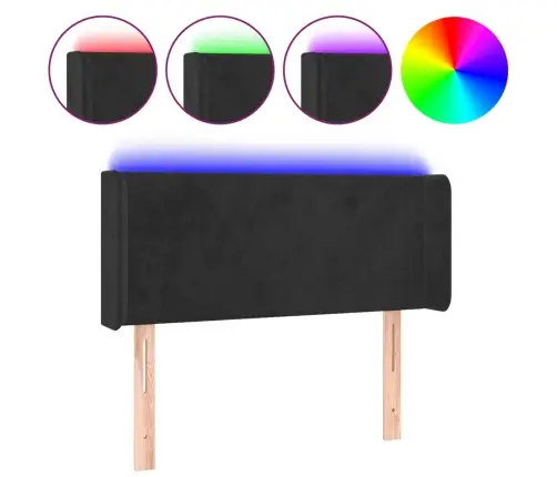 Gultas Galvgalis Ar Led, 93X16X78/88 Cm, Melns Samts Vidaxl