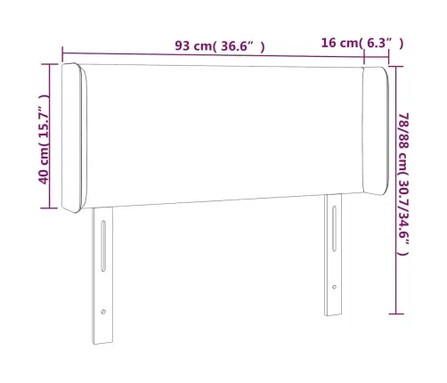 Galvūgalis Su Led, Tamsiai Žalias, 93X16X78/88cm Aksomas