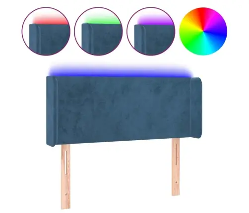 Gultas Galvgalis Ar Led, 93X16X78/88 Cm, Tumši Zils Samts Vidaxl