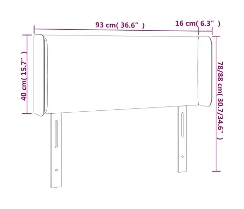 Gultas Galvgalis Ar Led, 93X16X78/88 Cm, Tumši Zils Samts Vidaxl