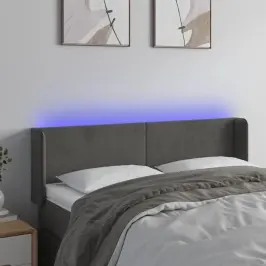 Gultas Galvgalis Ar Led, 147X16X78/88 Cm, Tumši Pelēks Samts Vidaxl
