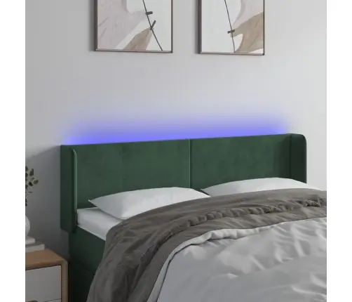 Gultas Galvgalis Ar Led, 147X16X78/88 Cm, Tumši Zaļš Samts Vidaxl