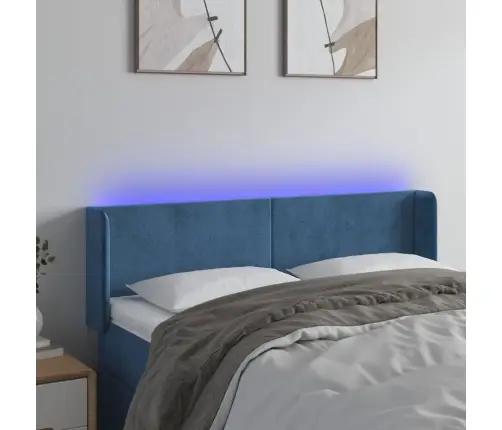 Gultas Galvgalis Ar Led, 147X16X78/88 Cm, Tumši Zils Samts Vidaxl