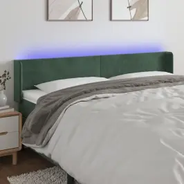 Gultas Galvgalis Ar Led, 163X16X78/88 Cm, Tumši Zaļš Samts Vidaxl