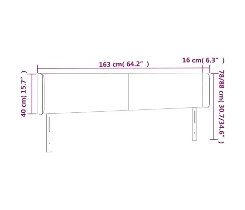 Gultas Galvgalis Ar Led, 163X16X78/88 Cm, Tumši Zils Samts Vidaxl