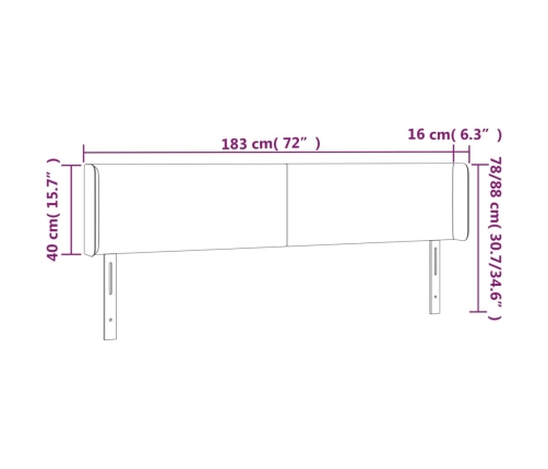 Gultas Galvgalis Ar Led, 183X16X78/88 Cm, Melns Samts Vidaxl