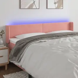 Gultas Galvgalis Ar Led, 183X16X78/88 Cm, Rozā Samts Vidaxl