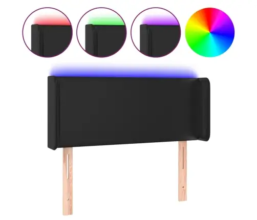 Gultas Galvgalis Ar Led, 83X16X78/88 Cm, Melna Mākslīgā Āda Vidaxl