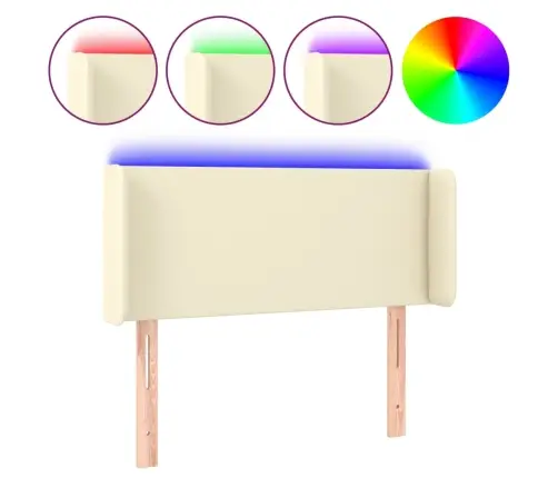 Gultas Galvgalis Ar Led, 83X16X78/88Cm, Krēmkrāsas Mākslīgā Āda Vidaxl