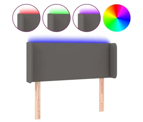 Gultas Galvgalis Ar Led, 83X16X78/88 Cm, Pelēka Mākslīgā Āda Vidaxl