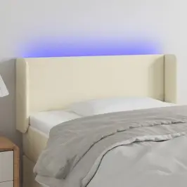 Gultas Galvgalis Ar Led, 93X16X78/88Cm, Krēmkrāsas Mākslīgā Āda Vidaxl