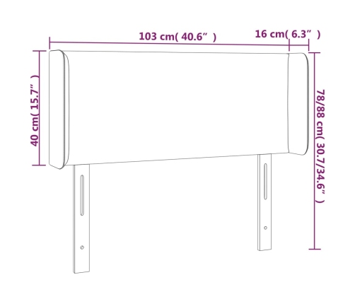 Gultas Galvgalis Ar Led, 103X16X78/88 Cm, Krēmkrāsas Vidaxl