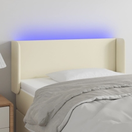 Gultas Galvgalis Ar Led, 103X16X78/88 Cm, Krēmkrāsas Vidaxl