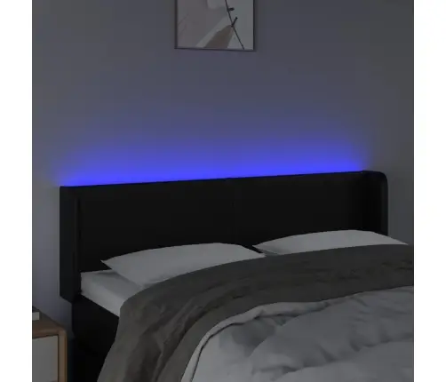 Galvūgalis Su Led, Juodos Spalvos, 147X16X78/88cm Dirbtinė Oda Galvūgalis Su Led, Juodos Spalvos, 147X16X78/88cm Dirbtinė Oda