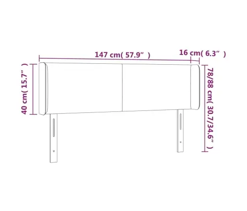 Galvūgalis Su Led, Juodos Spalvos, 147X16X78/88cm Dirbtinė Oda Galvūgalis Su Led, Juodos Spalvos, 147X16X78/88cm Dirbtinė Oda