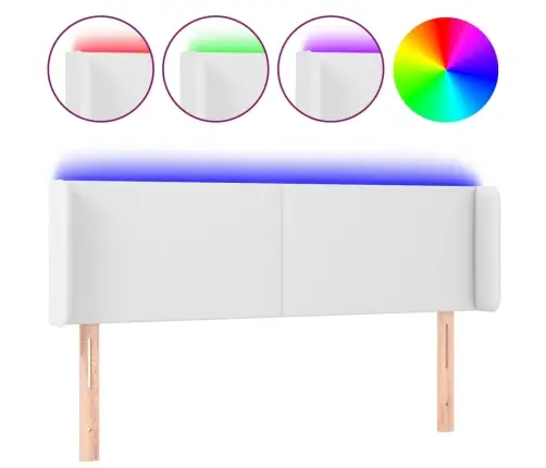 Gultas Galvgalis Ar Led, 147X16X78/88 Cm, Balta Mākslīgā Āda Vidaxl