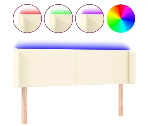 Galvūgalis Su Led,Kreminės Spalvos,147X16X78/88cm Dirbtinė Oda