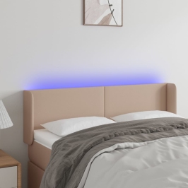 Gultas Galvgalis Ar Led, 147X16X78/88 Cm, Kapučīno Mākslīgā Āda Vidaxl