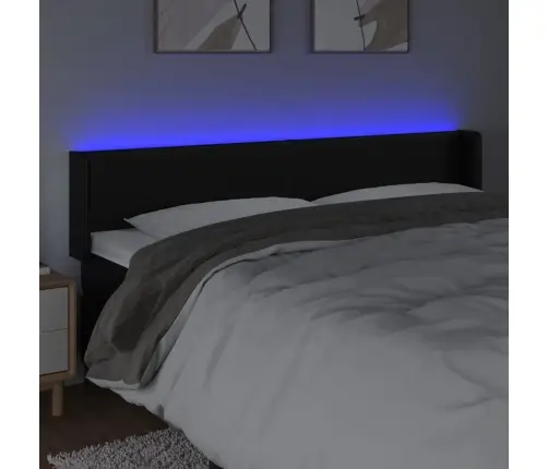 Gultas Galvgalis Ar Led, 163X16X78/88 Cm, Melna Mākslīgā Āda Vidaxl