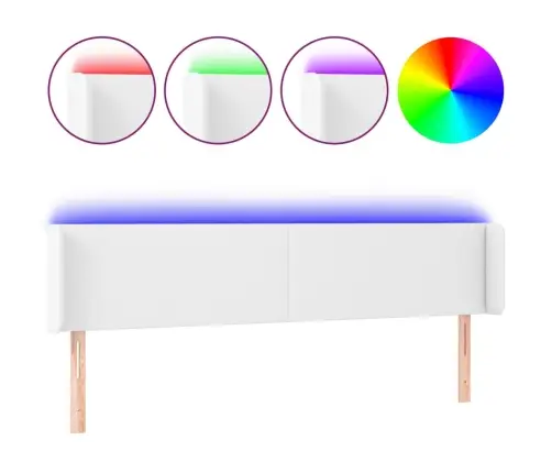 Galvūgalis Su Led, Baltos Spalvos, 163X16X78/88cm Dirbtinė Oda