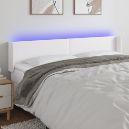 Galvūgalis Su Led, Baltos Spalvos, 163X16X78/88cm Dirbtinė Oda
