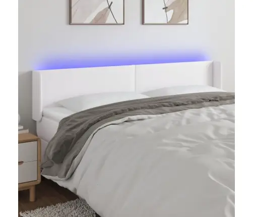 Galvūgalis Su Led, Baltos Spalvos, 163X16X78/88cm Dirbtinė Oda